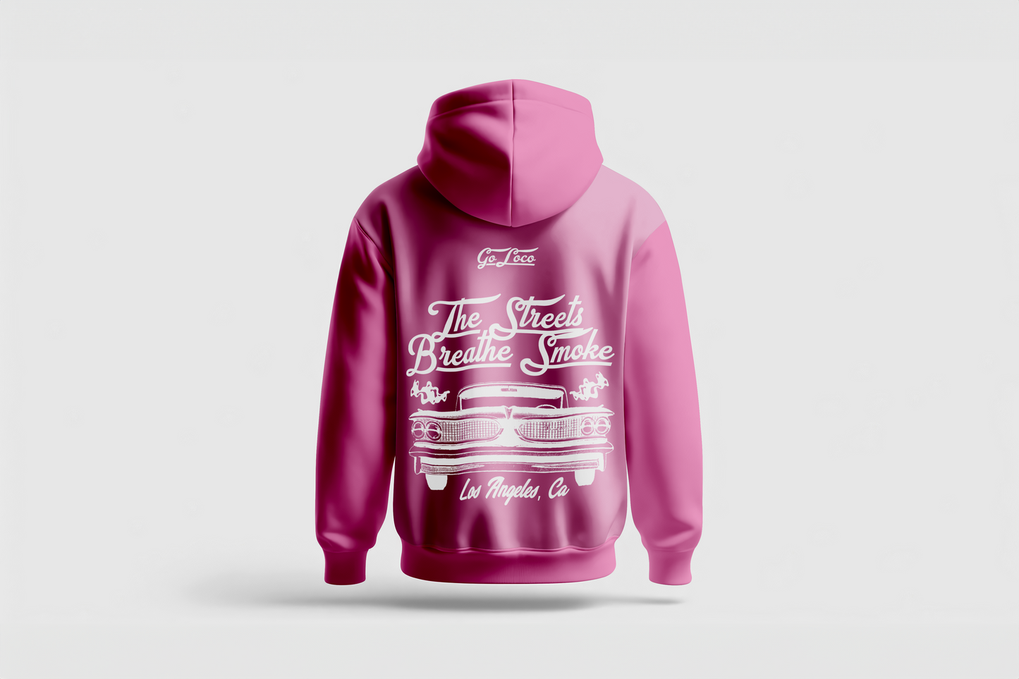 Go Loco Premium Pink Hoodie-“La Calle Respira Humo” - “The Streets Breathe Smoke”