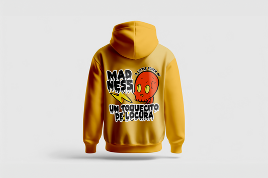 Go Loco Premium Yellow Hoodie-Black-White-"Little Touch of Madness"-"Un Toquecito de Locura”