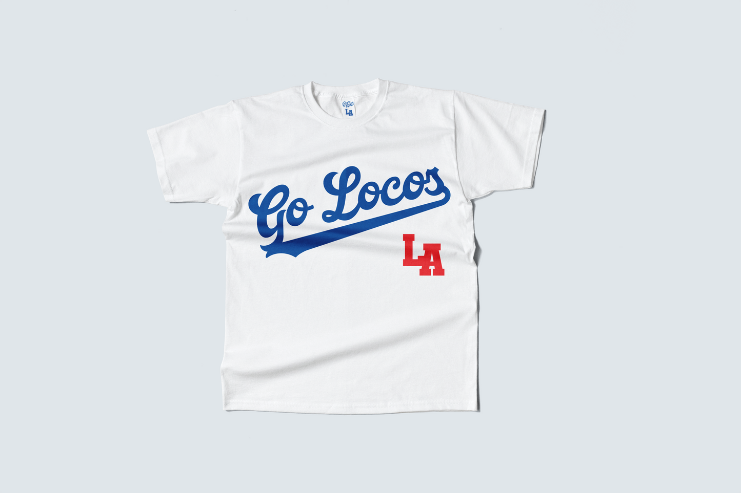 Go Loco x LA Premium Blue & White Short Sleeve T-Shirt - "Go Locos, LA"