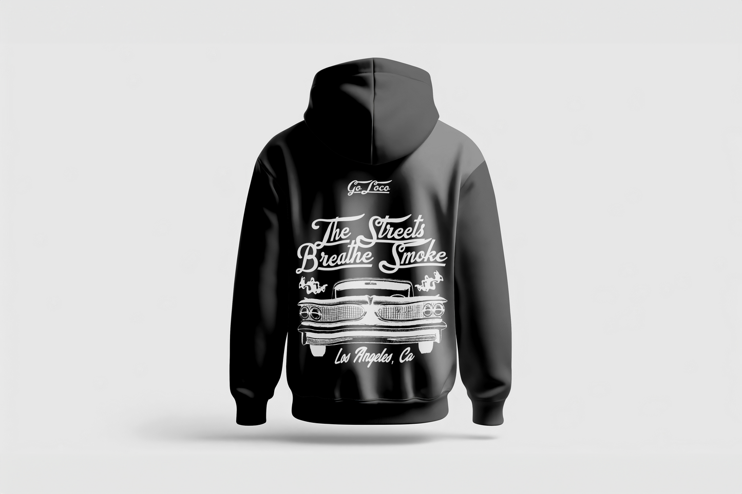 Go Loco Premium Black Hoodie-“La Calle Respira Humo”-“The Streets Breathe Smoke”
