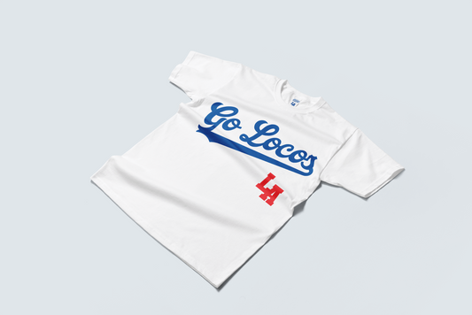 Go Loco x LA Premium Blue & White Short Sleeve T-Shirt - "Go Locos, LA"