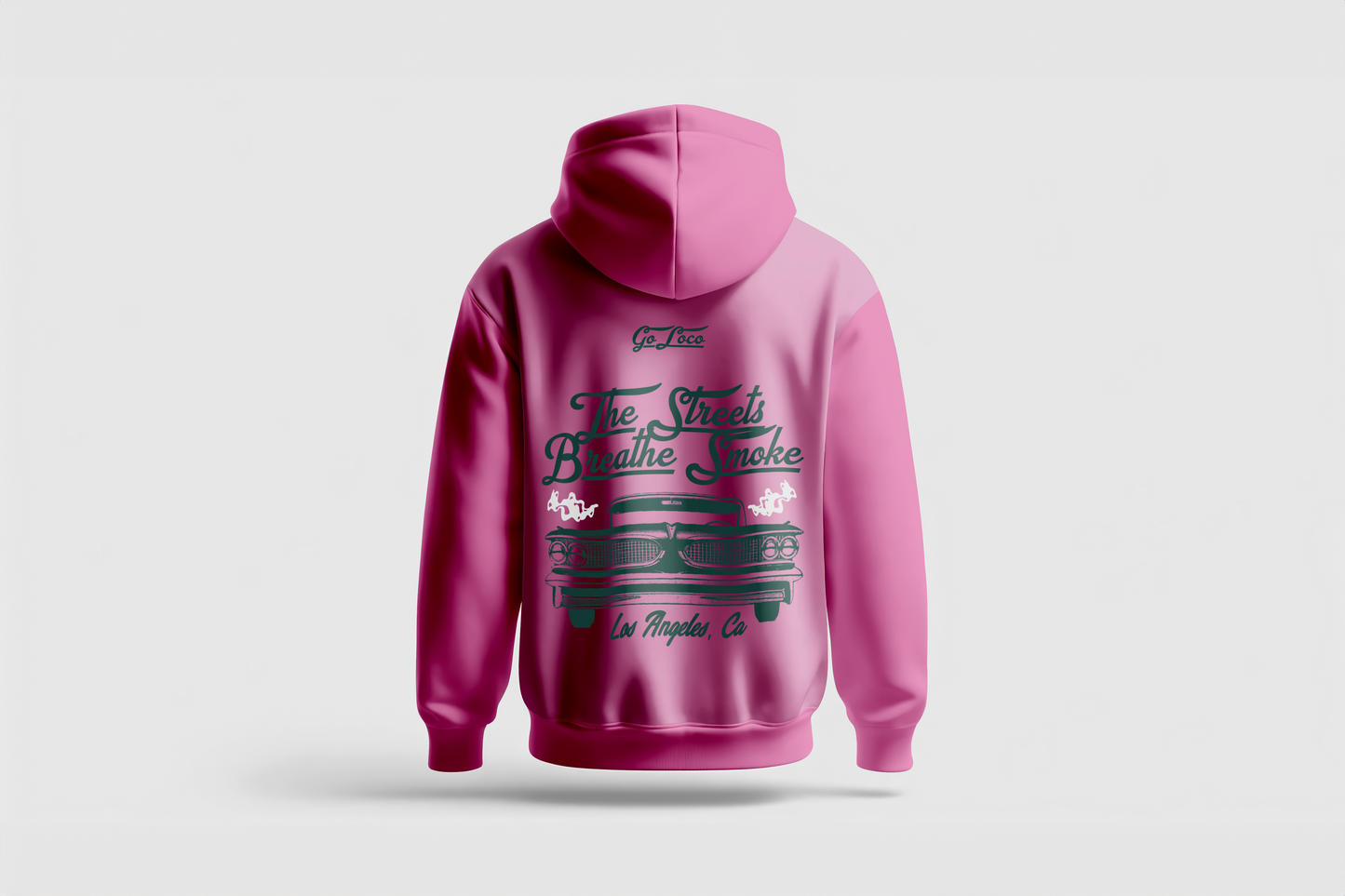 Go Loco Premium Pink Hoodie-“La Calle Respira Humo” - “The Streets Breathe Smoke”