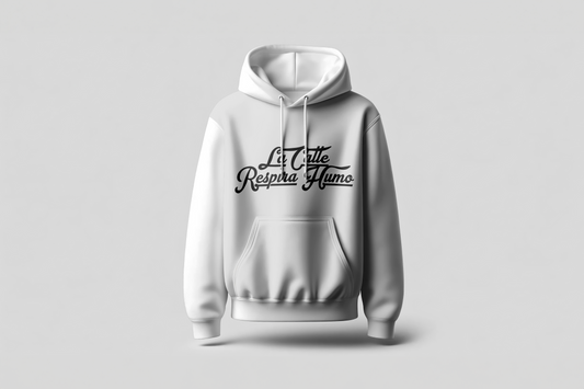 Go Loco Premium White Hoodie-“La Calle Respira Humo” - “The Streets Breathe Smoke”