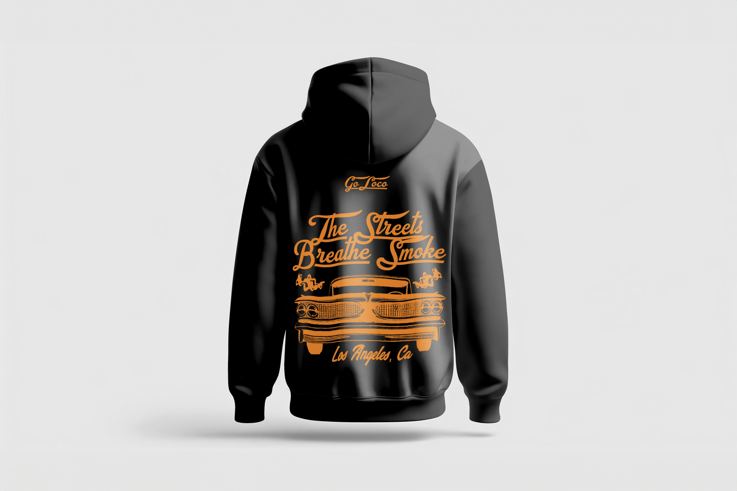 Go Loco Premium Black Hoodie-“La Calle Respira Humo”-“The Streets Breathe Smoke”