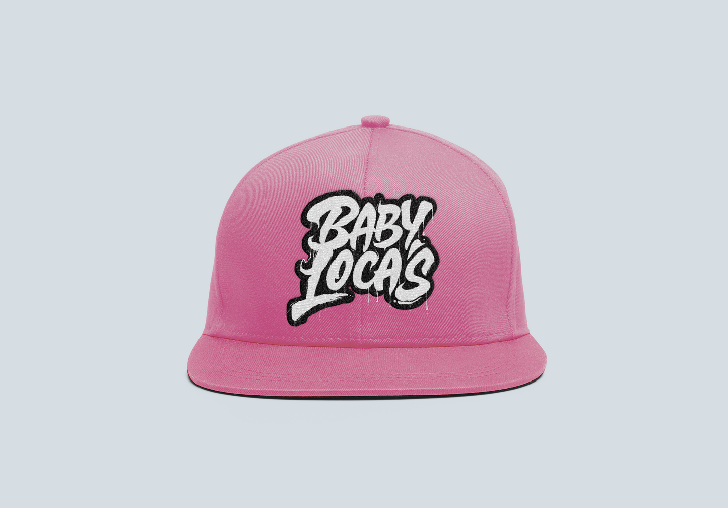 Baby Locas-Pink Snapback Hat-Black/White-"Baby Locas" Logo