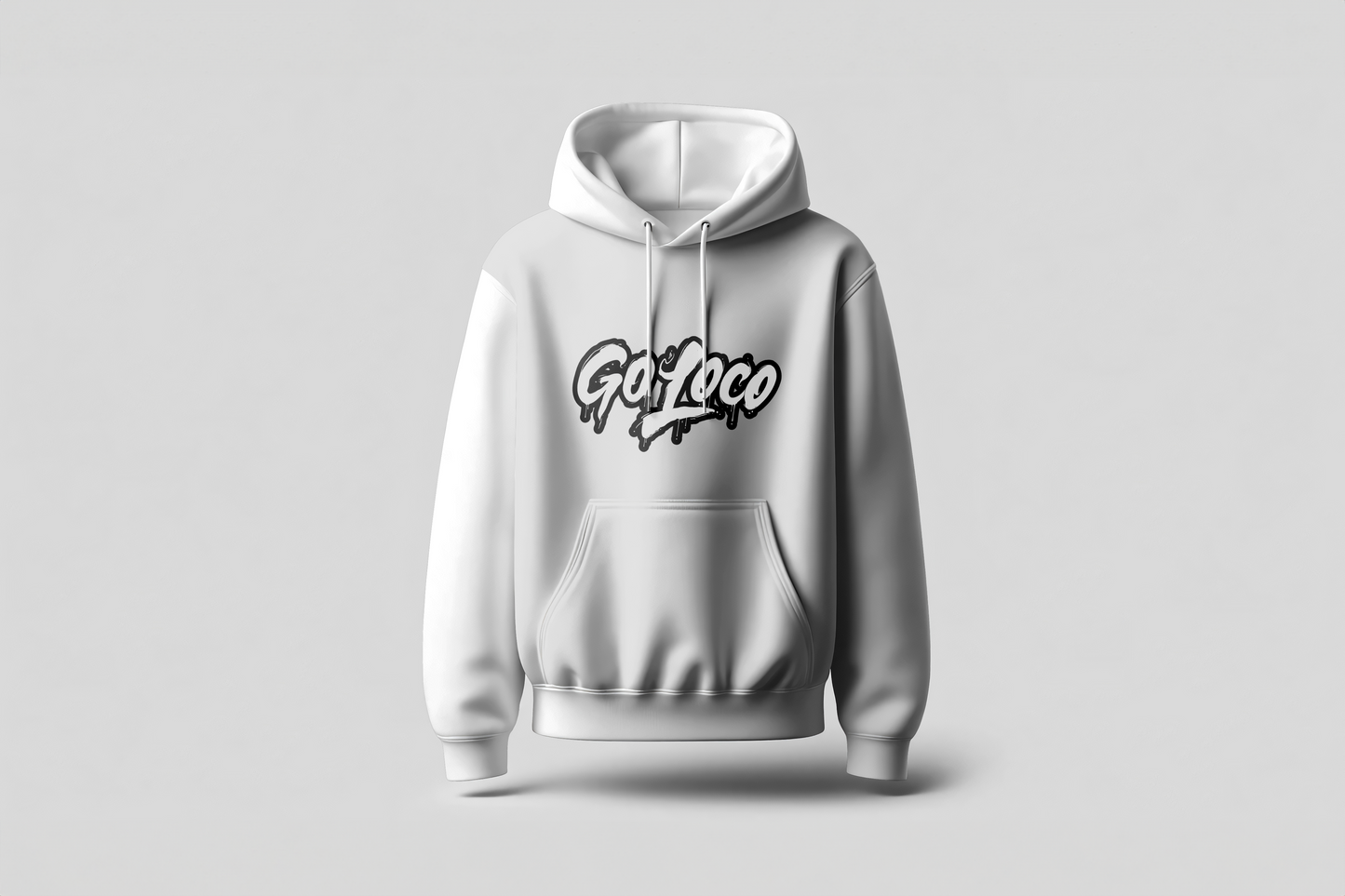 Go Loco Premium White Hoodie-"Go Loco" Logo