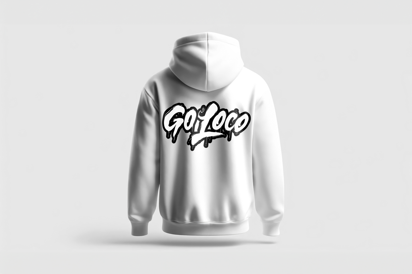 Go Loco Premium White Hoodie-"Go Loco" Logo