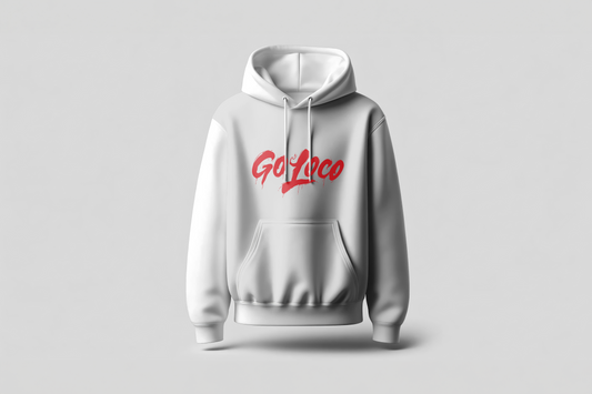 Go Loco Premium White Hoodie-"Go Loco" Logo
