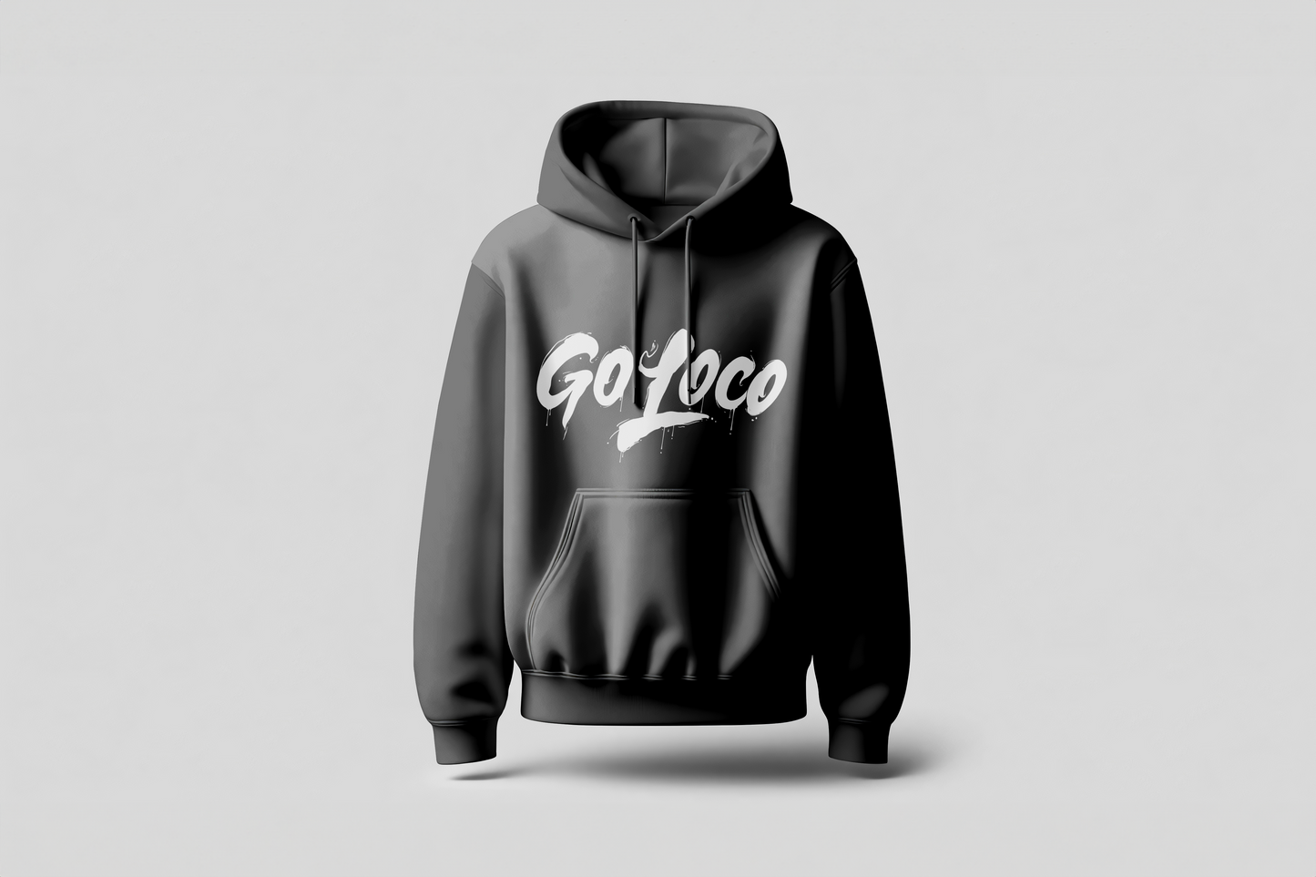 Go Loco Premium Black Hoodie-White "Go Loco" Logo