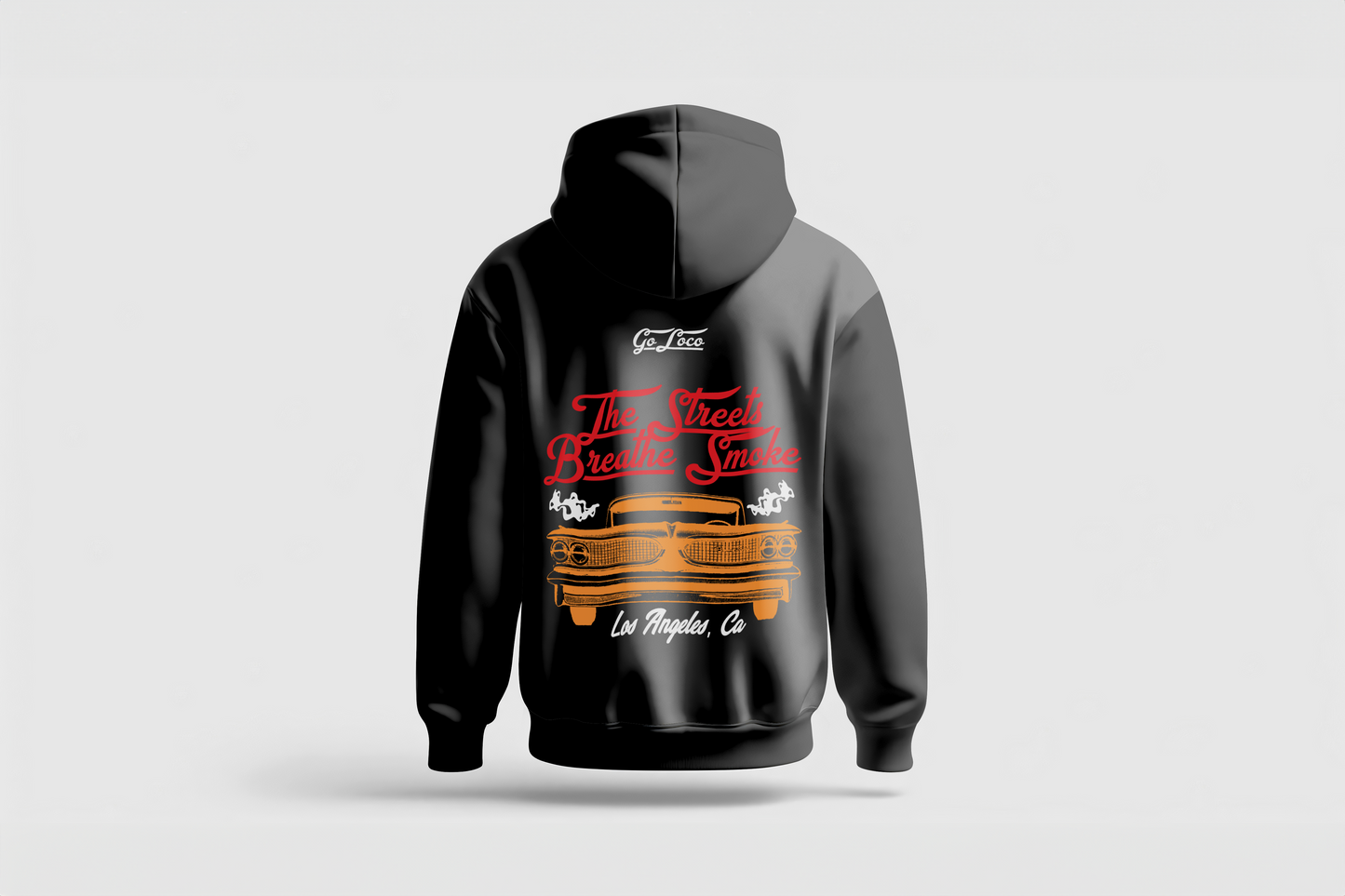 Go Loco Premium Black Hoodie-“La Calle Respira Humo”-“The Streets Breathe Smoke”