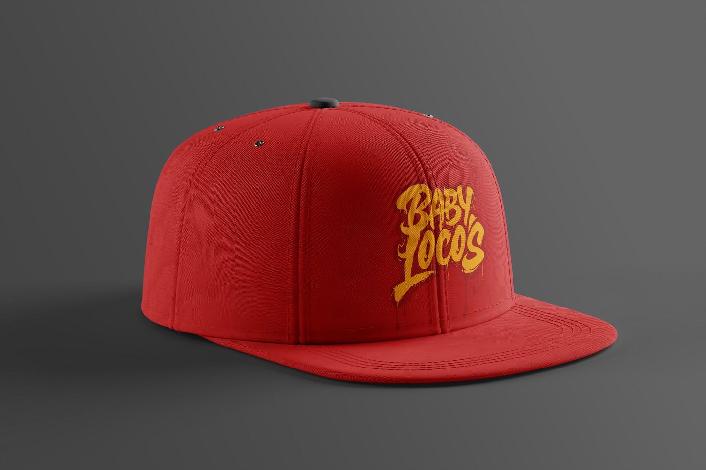 Baby Locos-Red Snapback Hat-Red & Yellow-"Baby Locos" Logo