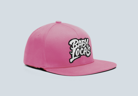 Baby Locas-Pink Snapback Hat-Black/White-"Baby Locas" Logo
