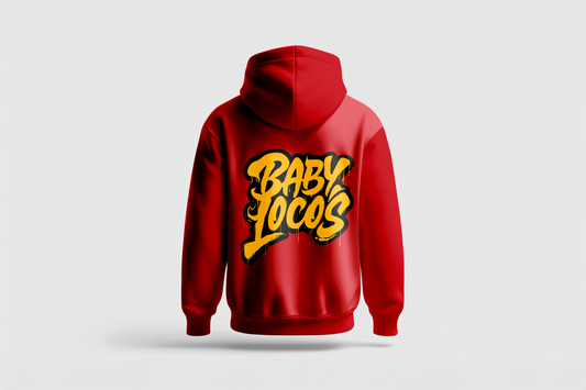 Baby Locos Premium Red Hoodie-Black & Yellow "Baby Locos" Logo