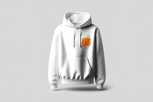 Baby Locos Premium White Hoodie-Red & Yellow "Baby Locos" Logo