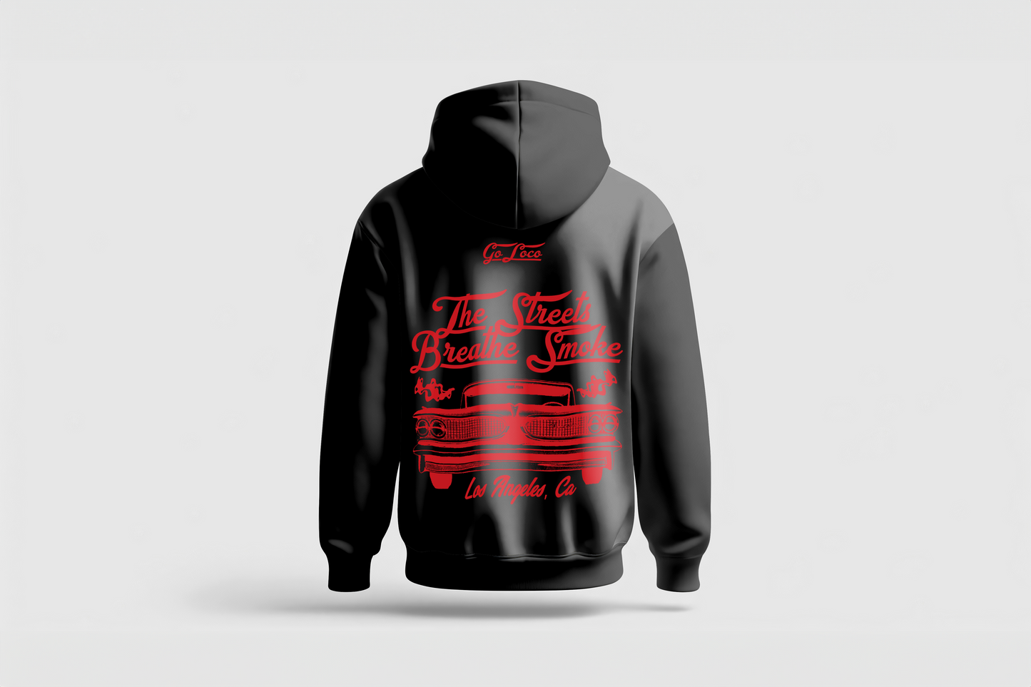 Go Loco Premium Black Hoodie-“La Calle Respira Humo”-“The Streets Breathe Smoke”