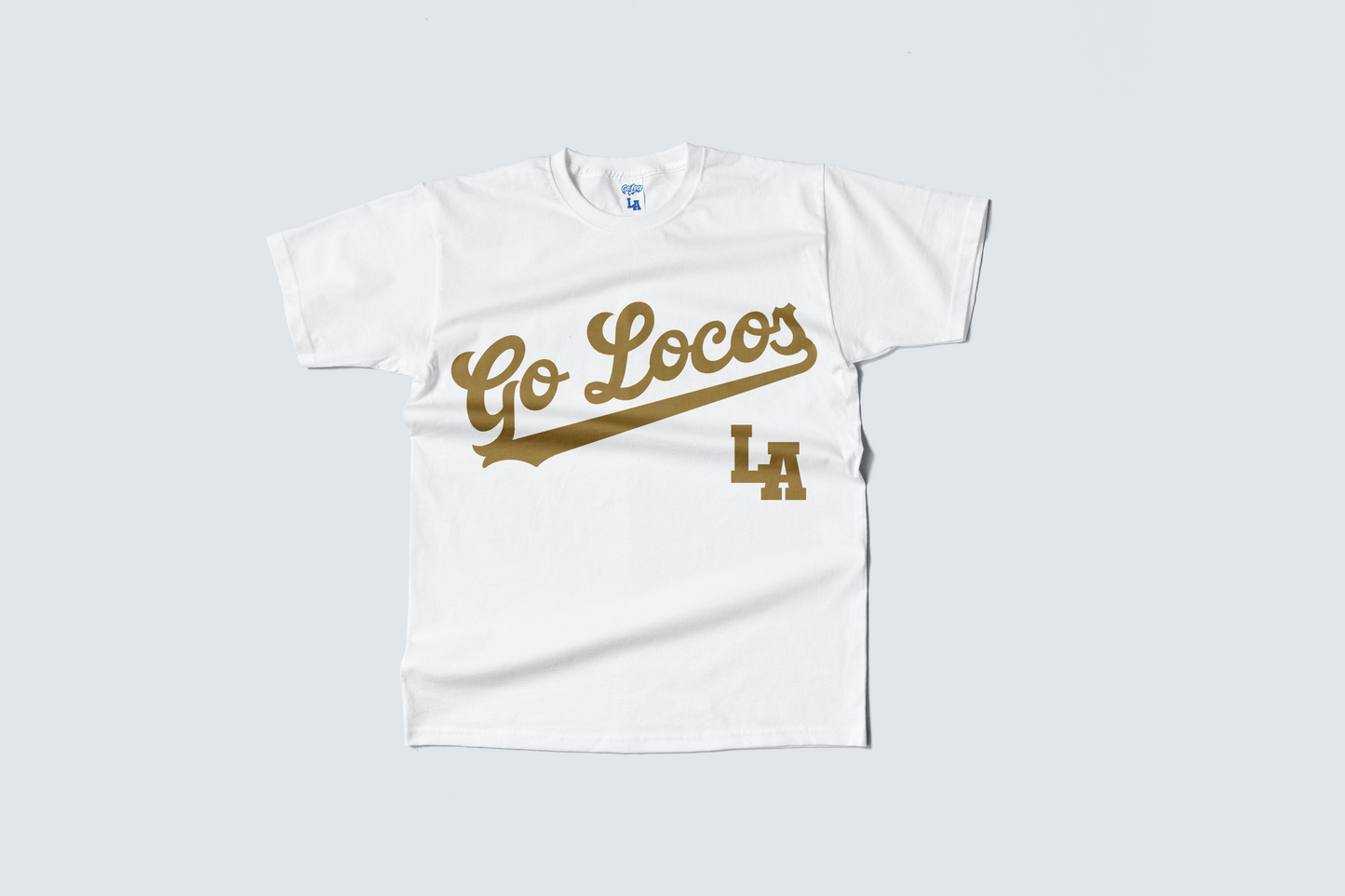 Go Loco x LA Premium White Short Sleeve T-Shirt - "Gold Go Locos, LA"