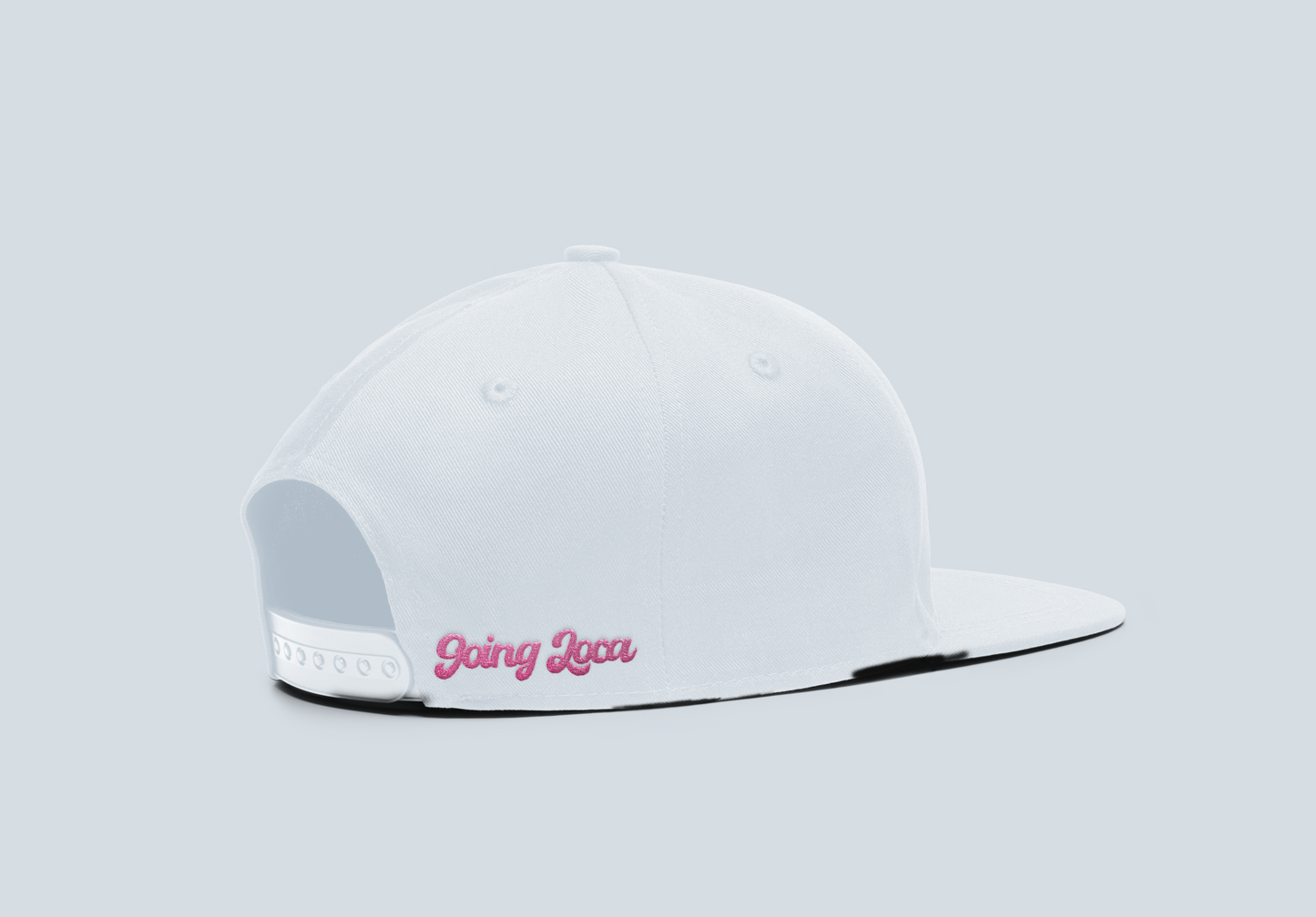Baby Locas-White Snapback Hat-Pink-"Baby Locas" Logo
