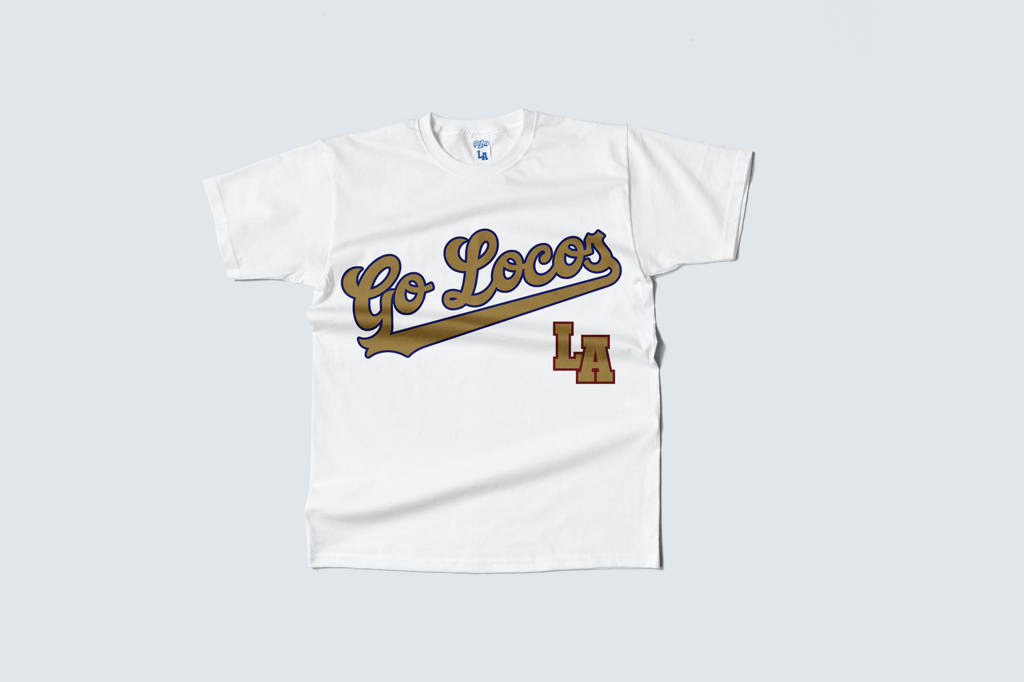 Go Loco x LA Premium White Short Sleeve T-Shirt - "Gold Go Locos, LA"