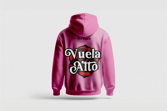 Baby Locos Premium Pink Hoodie-White & Black-"Fly High"-“Vuela Alto”