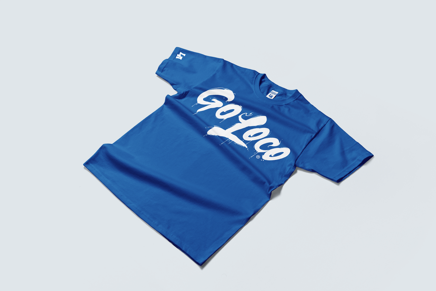 Go Loco x LA Premium Blue & White Short Sleeve T-Shirt - "Go Loco Logo"