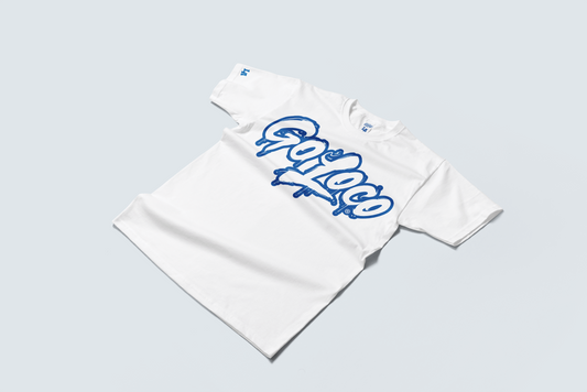 Go Loco x LA Premium Blue & White Short Sleeve T-Shirt - "Go Loco Logo"