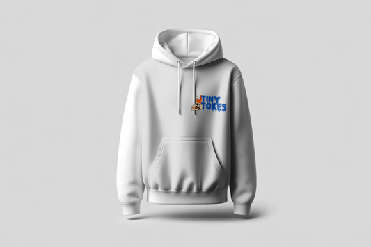 Baby Locos Premium White & Blue Hoodie-"Tiny Tokes, Big Smokes"