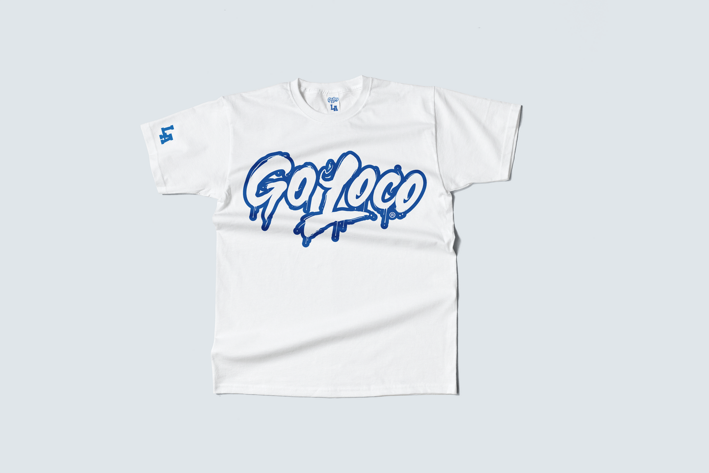 Go Loco x LA Premium Blue & White Short Sleeve T-Shirt - "Go Loco Logo"