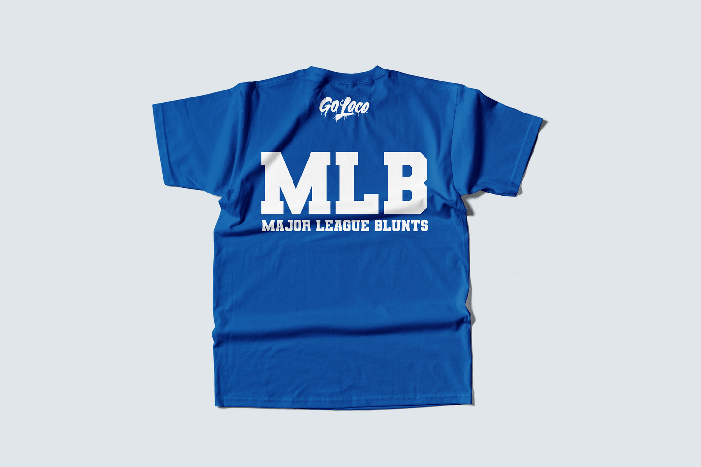 Go Loco x LA Premium Blue & White Short Sleeve T-Shirt - "MLB: Major League Blunts"