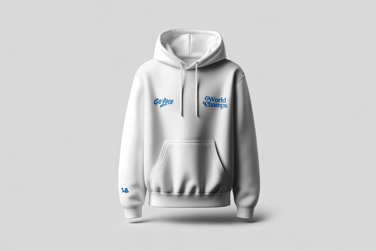 Go Loco x LA Premium White & Blue Hoodie - "World Series Champs"