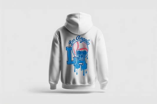 Go Loco x LA Premium White Hoodie - "LA Skull"