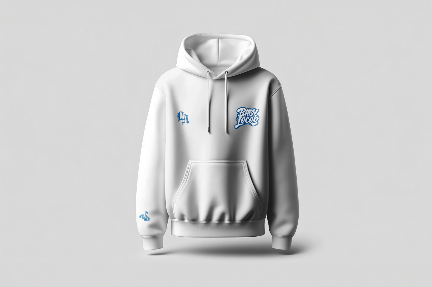 Go Loco x LA Premium Blue & White Hoodie - Back "Locos on the Diamond LA"