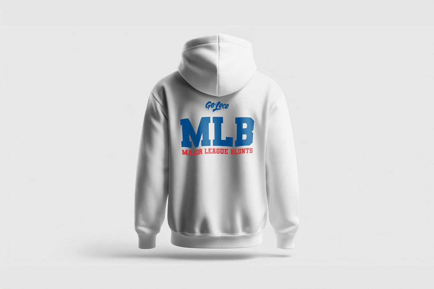 Go Loco x LA Premium White Hoodie - "MLB Logo - Major League Blunts"