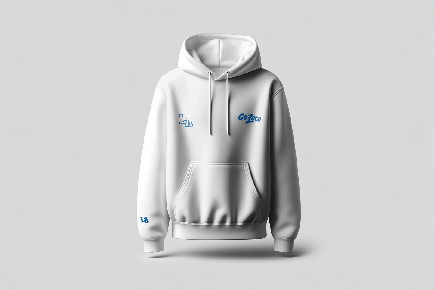 Go Loco x LA Premium Blue & White Hoodie - "Go Locos, Los Angeles"