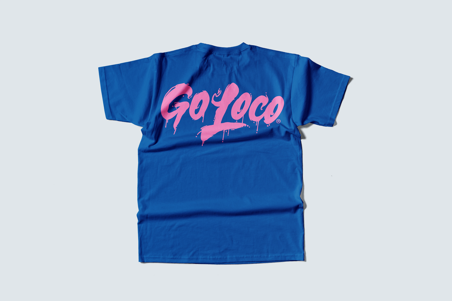 Go Loco x LA Premium Blue & White Short Sleeve T-Shirt - "Pink Go Locos, LA"