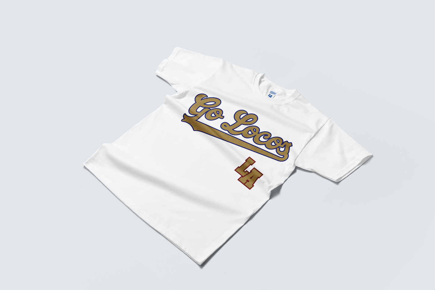 Go Loco x LA Premium White Short Sleeve T-Shirt - "Gold Go Locos, LA"