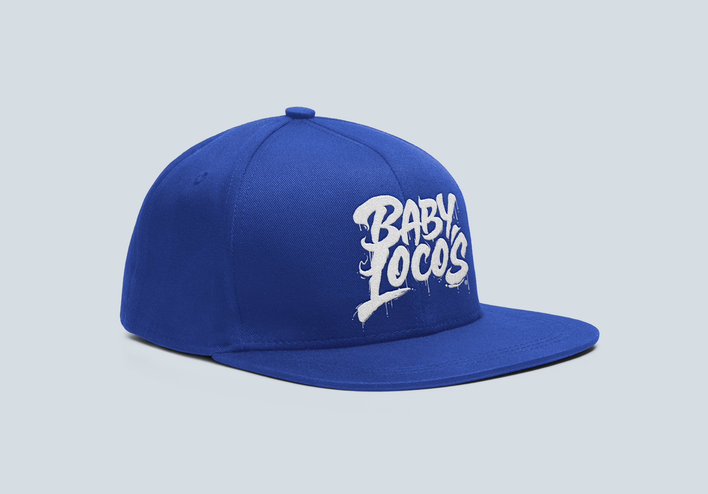 Go Loco x LA - White & Blue Snap Back Hat - "Baby Locos Logo"