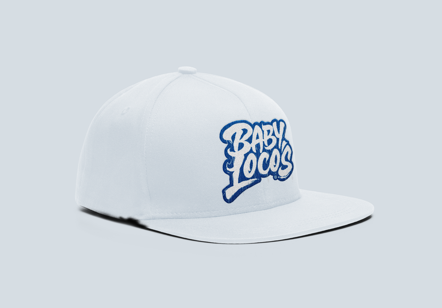 Go Loco x LA - White & Blue Snap Back Hat - "Baby Locos Logo"