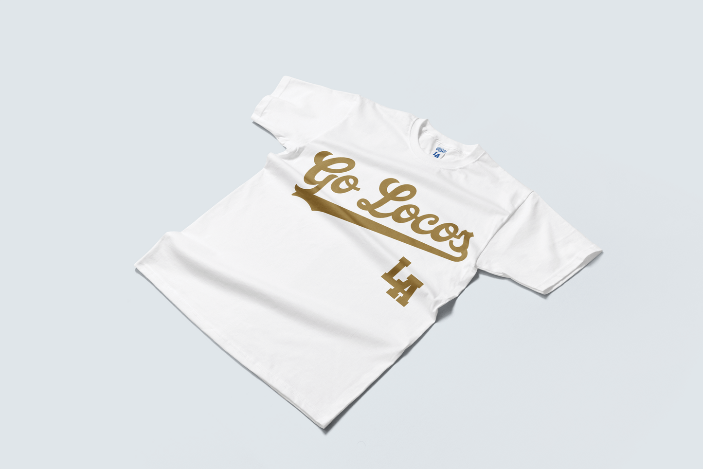Go Loco x LA Premium White Short Sleeve T-Shirt - "Gold Go Locos, LA"