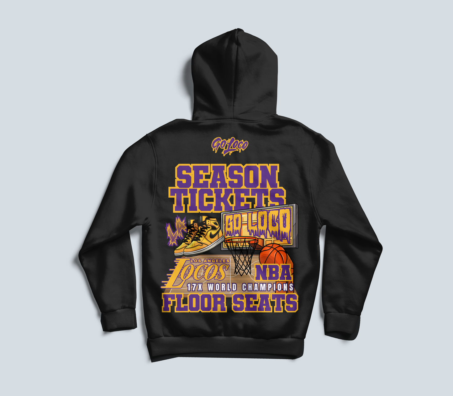 Go Loco Courtside - Black/White - Premium Hoodie - "Season Tickets, Floor Seats"