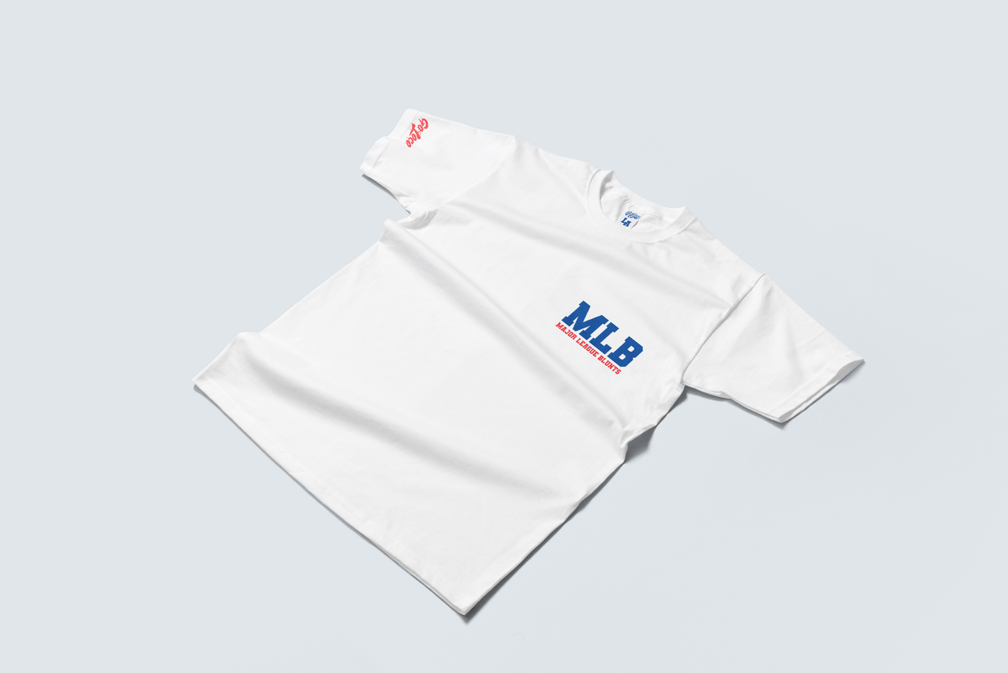 Go Loco x LA Premium Blue & White Short Sleeve T-Shirt - "MLB: Major League Blunts"