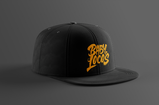 Baby Locos-Black Snapback Hat-Yellow-"Baby Locos" Logo
