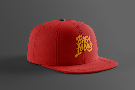 Baby Locos-Red Snapback Hat-Red & Yellow-"Baby Locos" Logo
