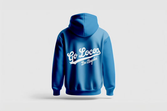 Go Loco x LA Premium Blue & White Hoodie - "Go Locos, Los Angeles"