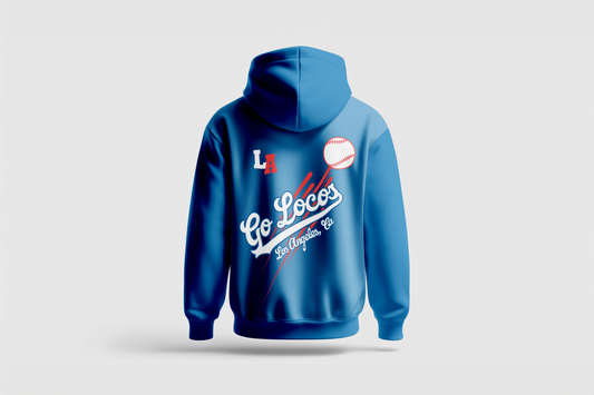 Go Loco x LA Premium Blue & White Hoodie - "Go Loco, Out of the Park"