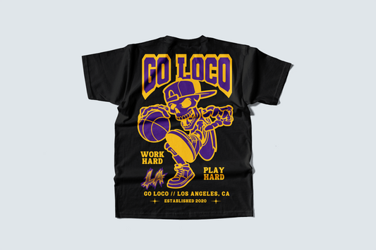 Go Loco Courtside - Black/White - Premium T-Shirt - "Play Hard"