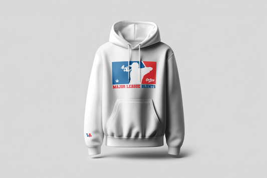 Go Loco x LA Premium White Hoodie - "MLB Logo - Major League Blunts"