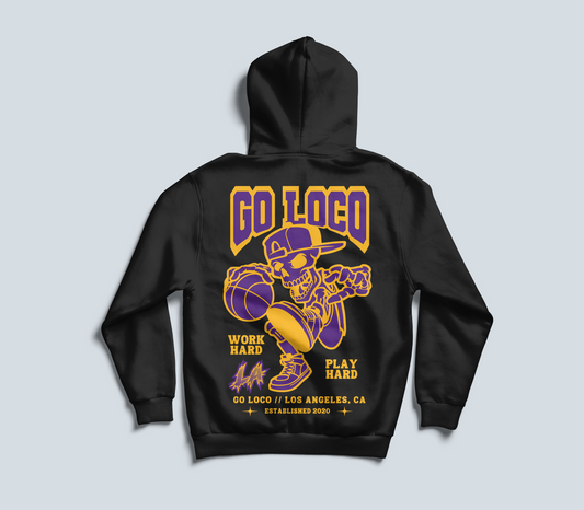 Go Loco Courtside - Black/White - Premium Hoodie - "Play Hard"
