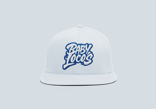 Go Loco x LA - White & Blue Snap Back Hat - "Baby Locos Logo"